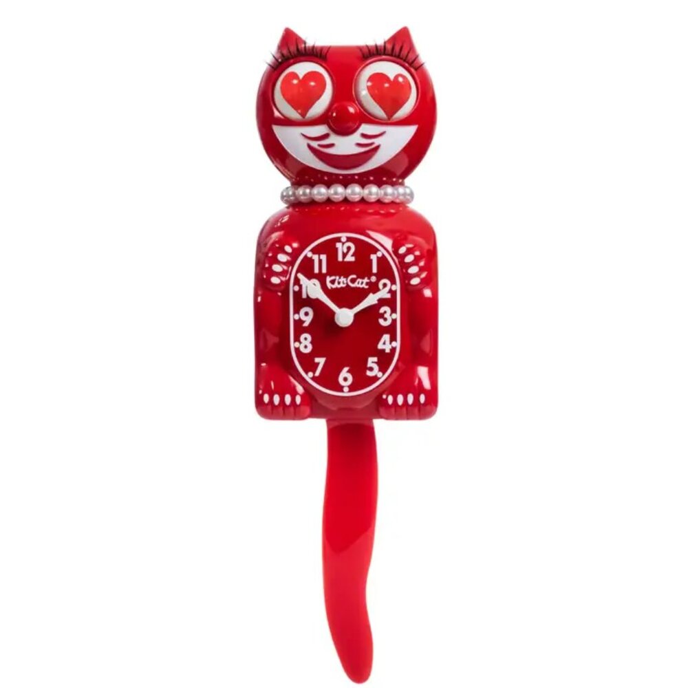 Classic Red Lady Kit Cat Klock Heart Eyes